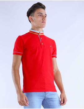 Polo rojo con cuello mao