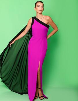 Vestido CAYMA 7585 bicolor fucsia