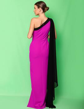 Vestido CAYMA 7585 bicolor fucsia